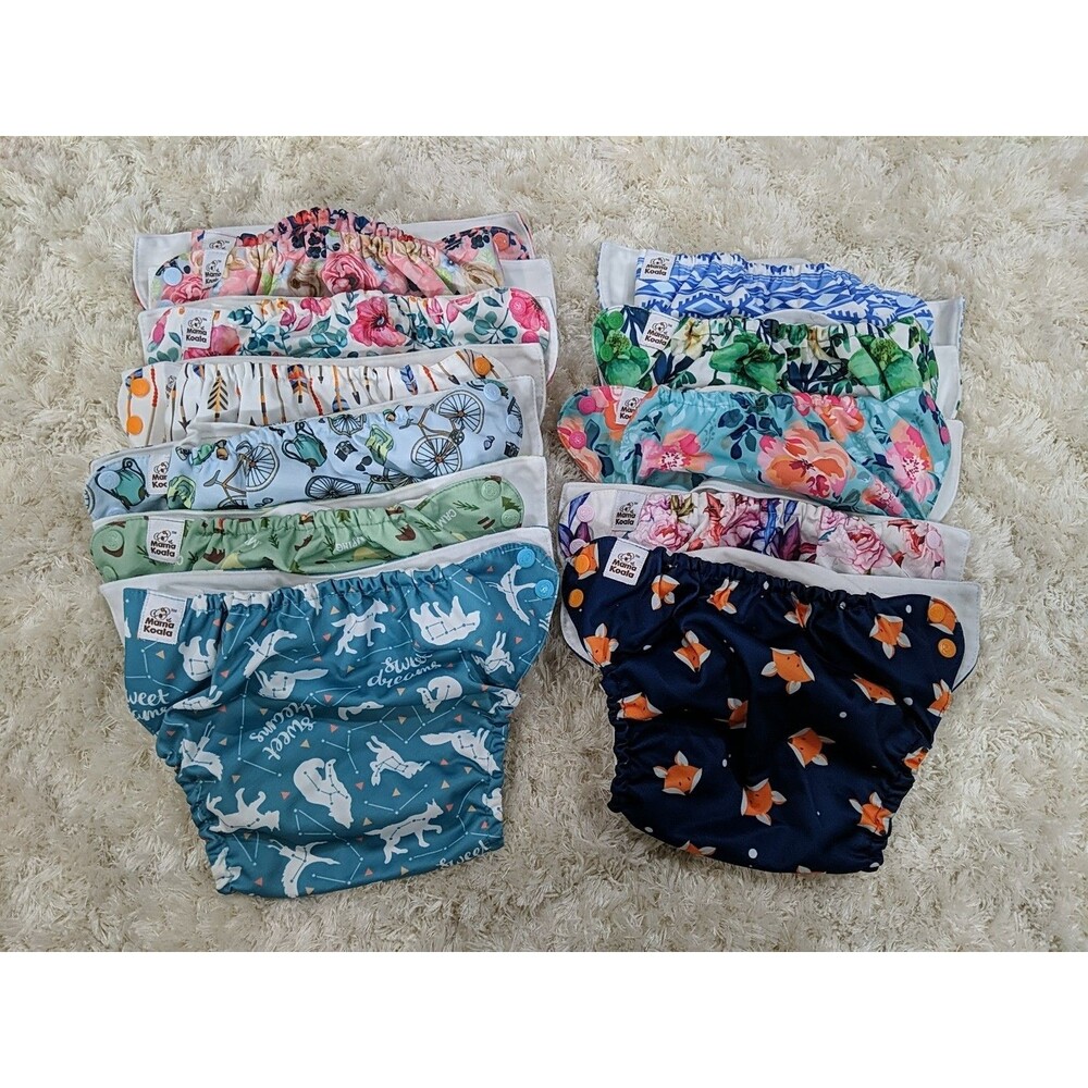 12 Reusable Cloth Covers & 8 Inserts One Size Mama Koala